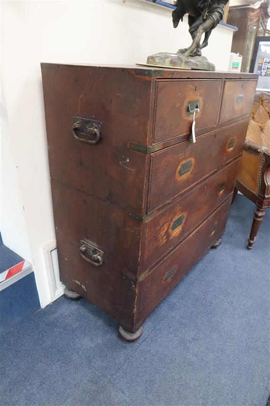 A mid 19th century teak campaign chest W.99cm